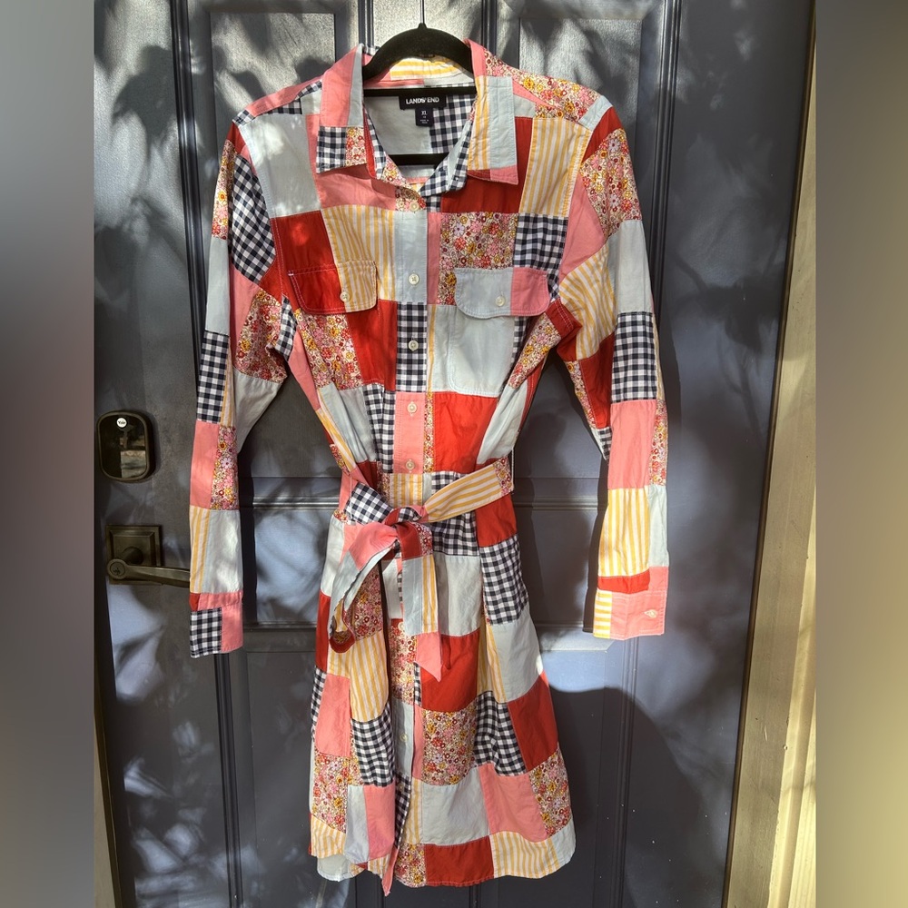 Lands’ End patchwork shirt dress size XL/18